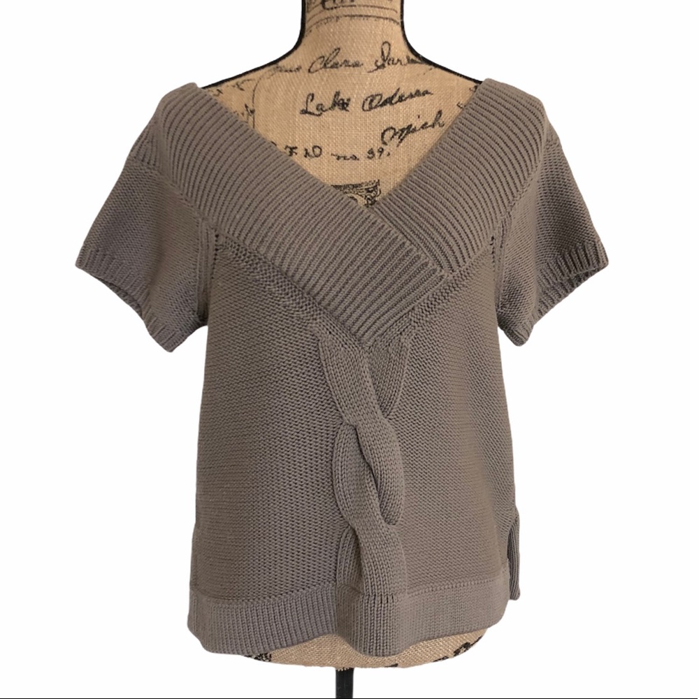 Club Monaco Taupe V-Neck Sweater
